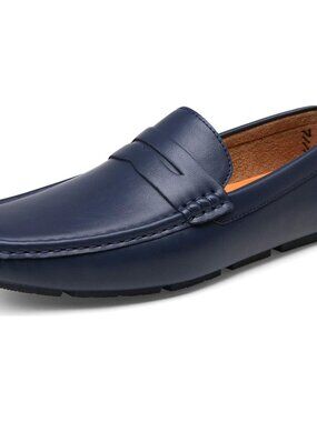 Men's Navy Blue Synthetic Casual Soft Penny Loafers Slip On Boat Loafers Shoes